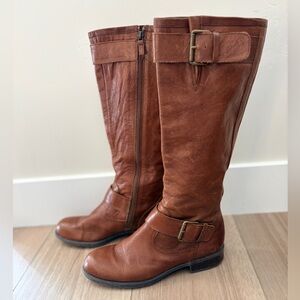 Franco Sarto Brown Leather Mid-Calf Riding Boots